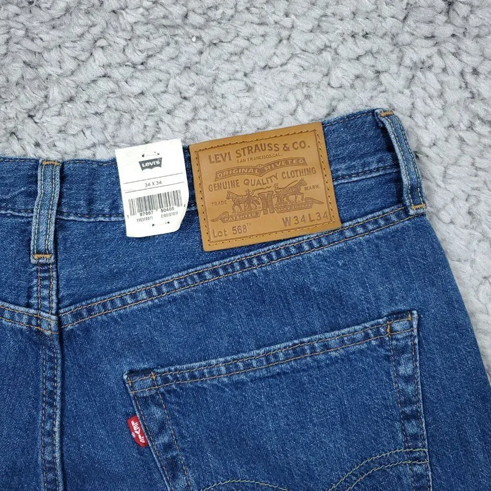 Levis Premium 568 Jeans Loose Straight Linen+ Lightweight Denim Blue Men's 34x34